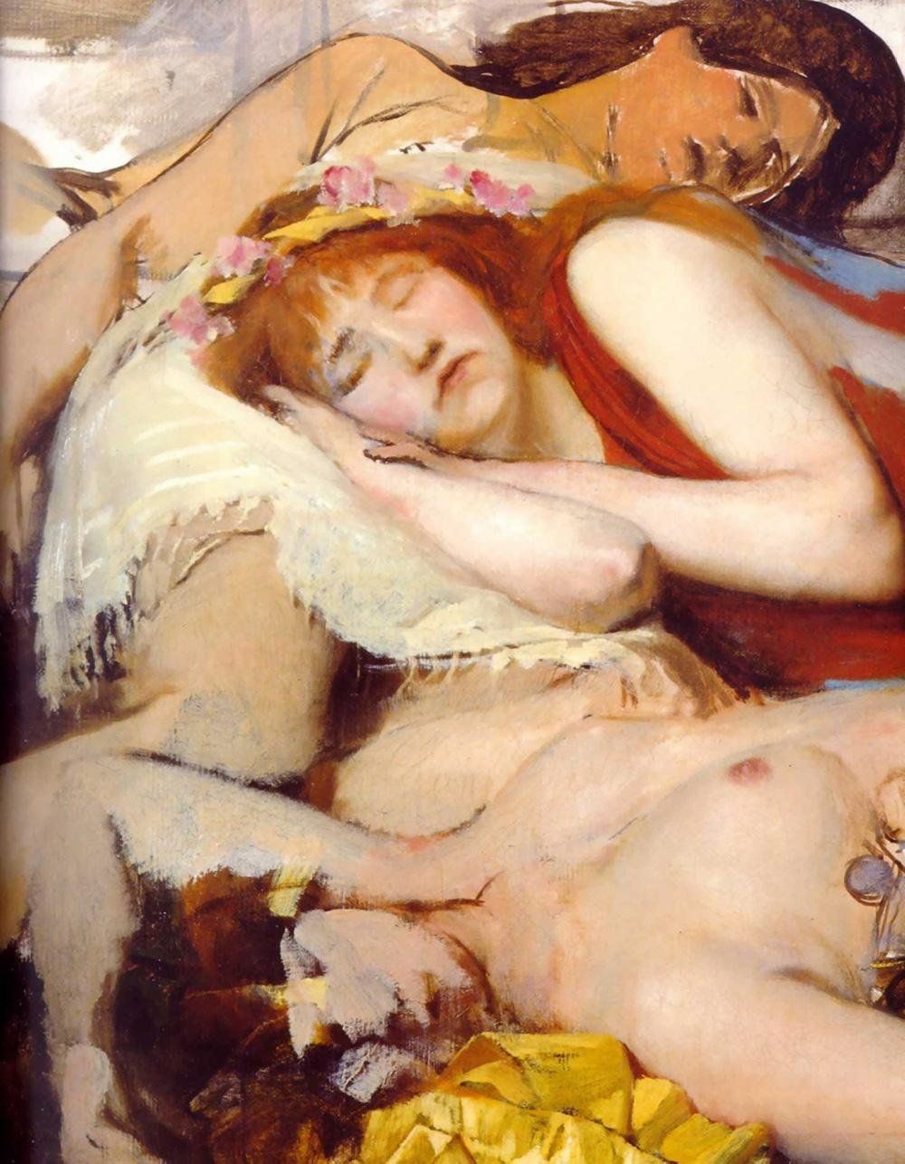 Sir Lawrence Alma-Tadema Exhausted Maenides after the Dance